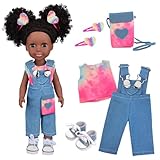 ZITA ELEMENT Black Baby Doll with Tie-Dye Rainbow Top and Clothes Set - 14.5 Inch Silicone Realistic Girl Doll
