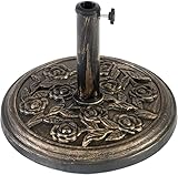 Straame 12KG Cast Iron Effect Garden Parasol Base - With Floral Rose Design - For Outdoor Furniture Umbrella, Canopy - Easy to Assemble, Heavy Duty Weather Resistant (Cast Iron Effect - 12 kg)