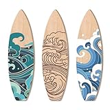 CAKIROTS 3 Pieces Summer Surfboard Wall Decor Surfboard Wooden Beach Decor for Bedroom Surf Boards for Decorating Beach Art Room Bedroom Party