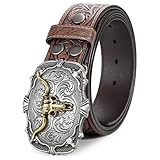 Western Leather Buckle Belt for Men Women Cowboy Cowgirl Mens Leather Belt for Jeans Christmas Hallowmas Men's Belt present