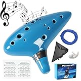 Mulucky Ocarina 12 Tones Alto C with Song Book Display Stand Neck Cord - Light Blue