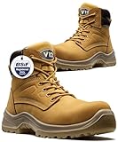 V12 Bobcat STS Honey S1P SRC Safety Work Boots for Men - Composite Toe Cap, Anti-Penetration Midsole, Slip-Resistant, Lightweight Steel Toe Boots - Size 8