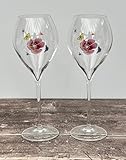 Pair of Perrier-Jouet Mischer Traxler Pink Flower Champagne Glasses