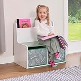 Liberty House Toys Kids Teddy Bear Bookcase, H60 x W61.5 x D50cm, White & Green