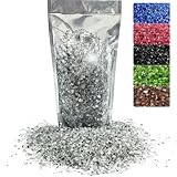 Oniro Art 400g Broken Crushed Glass Chips 1-4mm Reflective Mirrored Granules Gravel Chunks Stones Vase Filler Garden Plants Resin Irregular (Clear/Natural, 400g)