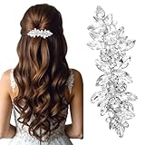 LunarCharm Diamanté Hair Clips, Silver Bridal Hair Accessories for Women, Sparkling Crystal Hair Pins, Chic Flower Hair Clips for Wedding, Bride, Long Hair