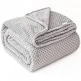 GLS Home Luxury Throw Blanket Super Soft Double Waffle Honey Comb Cosy Fleece Throw for Couch and Bedspread (Grey, 150x200cm)