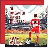 Football Birthday Card for Doncaster Fans - Biggest Fan - Fun Happy Birthday Card for Son Dad Brother Uncle Colleague Friend Cousin, 145mm Footy Footie Bday Greeting Cards