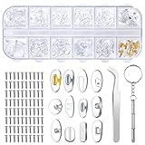 Nose Pads for Glasses Repair Kit with 80 Screws Tweezers Screwdriver Small for Glasses 12 Styles 60 Pairs