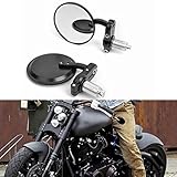 1 Pair Rear View Mirrors Round Bar End Balck Universal 7/8 22MM Handlebar Side Mirrors Motorbike Fits Most for Harley Davidsons Suzuki Honda Kawasaki Cruisers