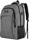 MATEIN Travel Laptop Backpack, Work Bag Lightweight Laptop Bag with USB Charging Port, Anti Theft Business Backpack, Water Resistant School Rucksack Gift for Men and Women, Fits 15.6 Inch, Grey