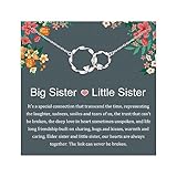 AnalysisyLove Sister Gifts, Sterling Silver Interlocking 2 Circles Necklace Gifts for Sisters, Big Sister Little Sister Gift, Sister Birthday Gifts from Sister