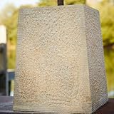 Round Wood Sandstone, tapered square, staddle stone with iron pin - 150/180mm x 230mm high