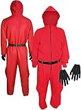Tiuainta Cosplay Costume Game Tracksuit Jumpsuit Set with Gloves Belt Suit Outfit for Kids Boys Girls 9-10 Years (150cm)