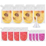 Drink Pouches for Festivals, 12 Pack Juice Pouch Bags Leak Proof with Spouts and Funnel, Plastic Liquid Pouches (250ml, 400ml, 500ml)
