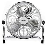 Belaco 9” Metal Floor fan, High Velocity Chrome Free Stand Cooling Fan, 3 Speed Desk Fan for home & commercial use, High Airflow BFF-25