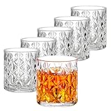 Vinsani Set of 6 Royal Whisky Tumblers 300ml Glasses Crystal Cut Transparent Vintage Whiskey Rum Cocktail Drinkware Glasses Bar Gift Set for Men Women