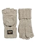Superdry Women's Cable Knit Gloves, Oaty Beige Fleck, One Size