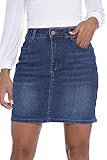 GUANYY Women's Stretch Denim Mini Skirt - Slim Fit & Stylish (Blue, Medium)