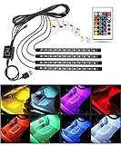 LETRADE Interior Car LED Light Strip Music Sound-activated and Remote Control 4 in1 Waterproof Light Bar RGB Car Atmosphere Lights