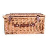 Traditional Premium Wicker Gift Basket With Lid Empty Picnic Hamper WIth Handle Shop Retail Display Basket (Honey, Medium)