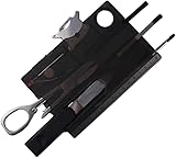 Black 12-in-1 Pocket Multi Tool - Credit Card Size Survival Gear for EDC | Outdoor Compact Multitool Kit with Keychain,Hand Tools and Accessories