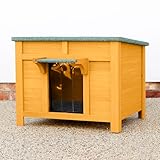 FeelGoodUK Large Wooden Hide House Cat Shelter Rabbit Guinea Pig Tortoise Shelter Shade Ducks Hide Hut 60 w x 50 d x 47 h Wooden Pet House (Natural, Large)