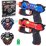 VATOS Laser Tag Guns Set,Infrared Mini Laser Tag for Kids with Badges 2 Pack,Laser Tag Game 2 Players Indoor Outdoor,Laser Tag Blaster,Group Activity Fun Toy for Kids Age 4 5 6 7 Boys Girls