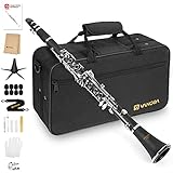 Vangoa B Flat Clarinet Student Bb Clarinet 17 Nickel Keys Beginners Woodwind Band & Orchestra Musical Instruments Standard Clarinet Set with 4C Mouthpiece