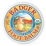 Badger Mini Foot Balm, Helps Smooth Rough and Dry Feet, For Soft and Smooth Skin, Peppermint and Teatree Scent With Added Olive and Jojoba Oils, 21g