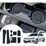 [UK Right Hand Drive] GAFAT V W Golf 7 7.5 2014-2019 Non-Slip Mats for Golf 7 GTI Variant R GTD GTE, Golf 7 Rubber Mats for Centre Console Armrest, Cup Holder Mats, Door Seam Mat (Blue)