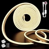 SUCIKORIO Neon Led Strip Light 5m / 16.4ft, Flexible LED Strip Lights 4000K Cuttable Waterproof IP65 Neon Rope Light 220-240V DIY LEDs Lights with UK Plug Power Supply for Bedroom, Indoor&Outdoor