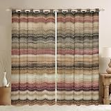 Feelyou Western Tribal Geometric Curtains for Bedroom Kids Brown Southwest 30%-50% Blackout Curtains Strip Lines Darkening Dreapes Exotic Style Brown Window Treatments (2 Panels, 38 x 54 Inch)