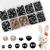 Safety Eyes for crochet toys,135pcs Doll Eyes and Noses,Craft teddy bear eyes with Washer for Toy Making DIY Crafts(Black,6-12 mm)