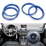 TOMALL 4pcs Aluminum AC Vent Outlet Ring Cover Compatible with Audi A3 S3 RS3 Air Condition Inner Vent Trim Decoration Interior Accessories (Blue)