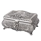 Feyarl Vintage Jewellery Box - Antique Trinket Box Jewelry Display Case - Ring Earring Necklace Organizer - Birthday Valentines Mothers Day Gift (6.7 x 4.7 x 3.5 inch)