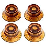 Musiclily Pro Metric Size Bell Top Hat Knobs for Epiphone Les Paul Electric Guirar, Amber (Set of 4)