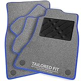 Car Mats FOR Alfa Romeo Spider S4 1990-1993 Grey Carpet & Blue Ribbed Trim & Black Rectangle Heel Pad [SAPP-20]