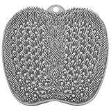 BESKAR Shower Foot Scrubber XL Larger Size Mat with Non-Slip Suction Cups - Cleans, Smooths, Exfoliates & Massages Your Feet Without Bending, Improve Foot Circulation & Cleaner Dead Skin Remover Gray