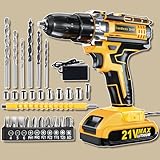 Drill, Cordless Drill and Screwdriver Set, 2.0Ah 3/8 Inch Chuck 370 in-lbs, 25+1 Electric Screwdriver Rechargeable, 2 Speed Power Combi Battery Drills Tool Set 27 Accessories for Home Repair DIY Gift