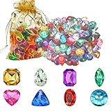 YSBCNK 124 Pieces Gemstones For Kids, Crystals And Gemstones, Multi-Color Acrylic Diamond Fake Jewels, Stick On Gems, Gemstone For Halloween Pirate Party, Table Decorations, Hunt Party