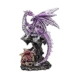 Nemesis Now Hatchling Protection Dragon and Dragonling Parental Figurine,Purple,15.2cm