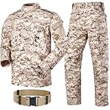 HANSTRONG GEAR Military Tactical Mens Hunting Combat BDU Uniform Suit Shirt & Pants with Belt (AOR1, M)