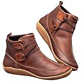 ladies ankle bootsAnkle Boots for Women uk Wide Fit Wedge Shoes Comfortable Lace up Short Booties Waterproof Leather Dog-Walking Shoes Anti-Slip Bootieswomen's Coffee leather ankle boots