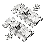 YUOIP® Door Lock Gate Bolts 3" Stainless Steel Door Latch Gate Latch Sliding Bolt for Bathroom Loft Hatch Window Pet Gate (2 Pack)(Stainless Steel Screws)