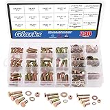 GLARKS G-2206 240Pcs Grade 8 Coarse Thread Bolts Nuts Screws Washers Assortment Kit (3 Size Screw Set)