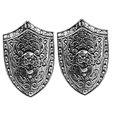 2pcs Kids Plastic Knight Shield, Small Medieval Shield Vintage Knight Cosplay Props Wa rrior Costume Accessories Imitation Metal Sword for Kids Halloween Party Prom Performance 11inch