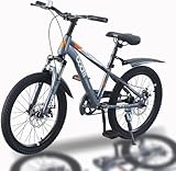 Kids Bike 18" 20" 22" Kids Mountain Bike for Boys and Girls Junior Mountain Bikes Children Bicycle with Shock Absorber 12.25-Inch Frame Dual Disc Brake 5-14 Years Old (Grey, 22 inch)