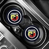 LLCWER 2 Pcs Car Water Cup Mat Anti-Slip Pad Mat Silica Gel Car Accessories Interior Decoration For Fiat Abarth Viaggio Punto Panda Bravo Linea Croma124 125 500 595