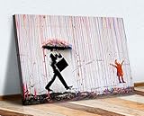 CanvasArtShop BANKSY CANVAS STREET WALL ART PRINT ARTWORK - COLOURED RAIN (36in x 24in / 91cm x 60cm)